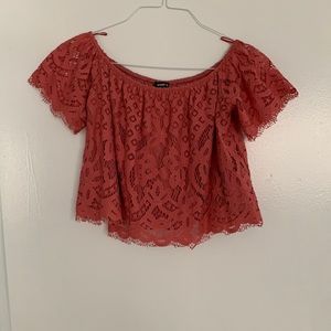 Express Cropped off the shoulder Lacey top